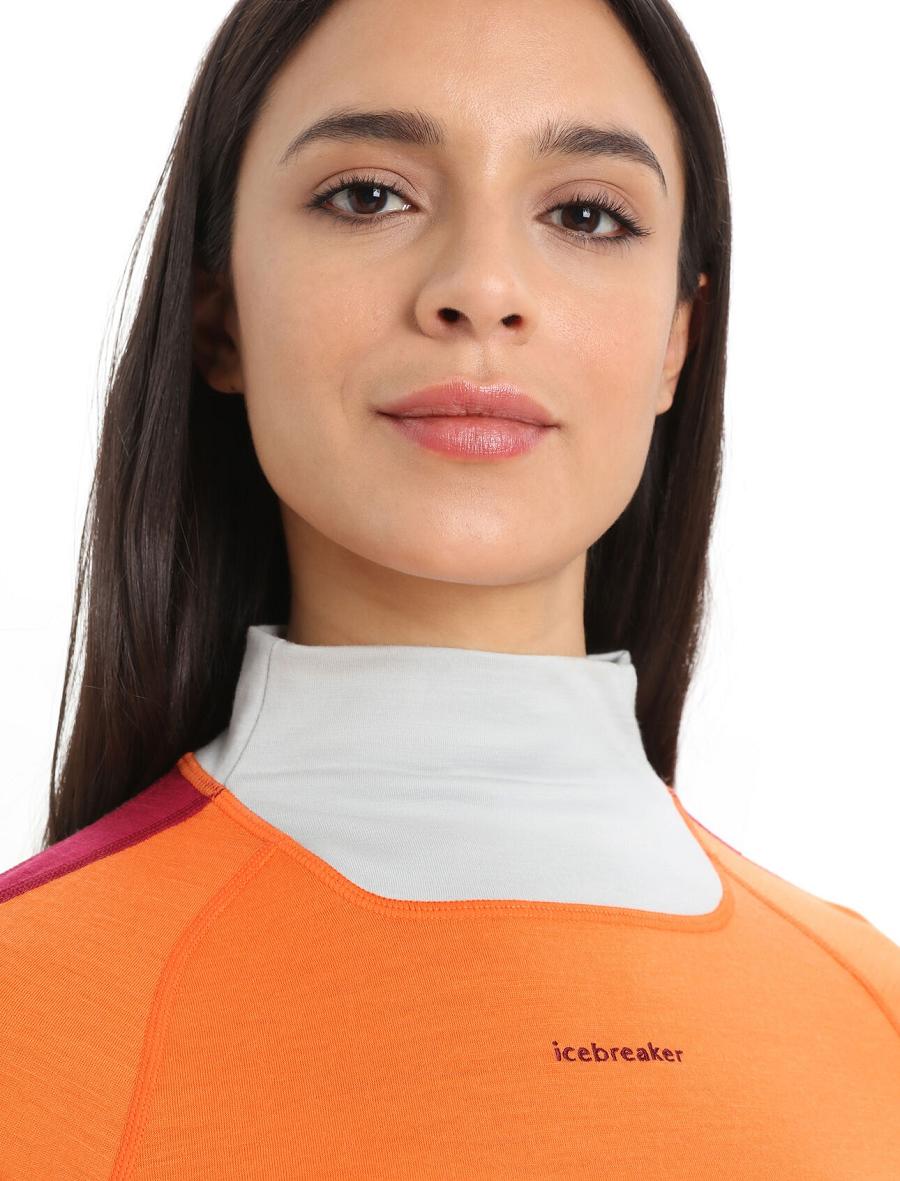 Icebreaker Merino 200 Sonebula Long Sleeve High Neck Thermal Top Naisten Base Layers Oranssi Harmaat | FI 1856UZGT